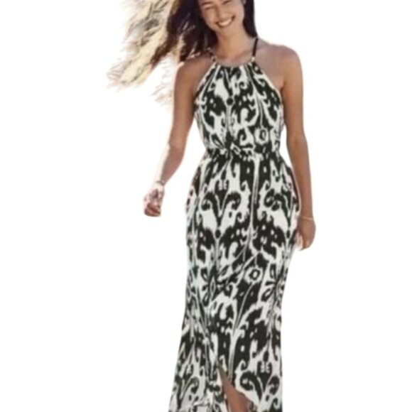 Athleta Womens Black & White Ikat Bloom Ripple Maxi Dress XS/S - Picture 7 of 14